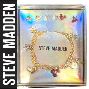 Steve Madden Cherry & Heart Charm Bracelet & 3-PC Earring Set